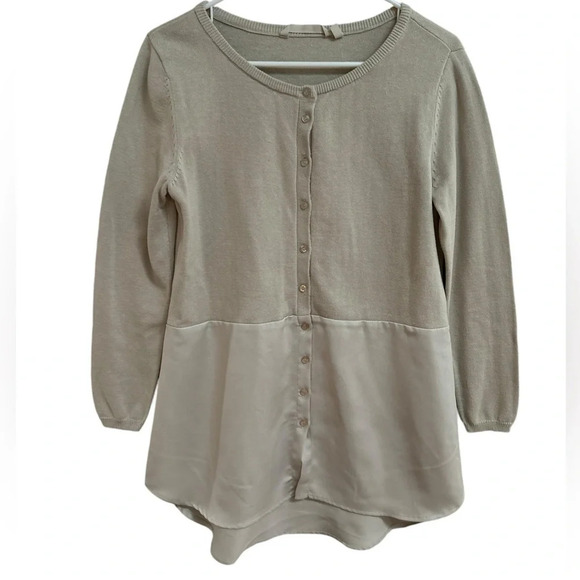 Soft Surroundings Multi-fabric Cotton‎ Neutral Lightweight Cardigan. Size Small - Picture 1 of 5